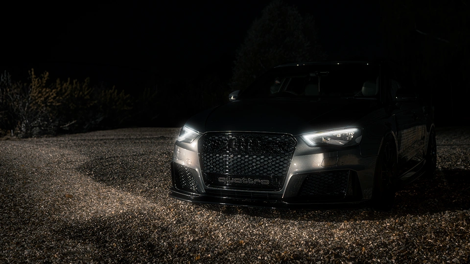 audi rs3 night photo shoot